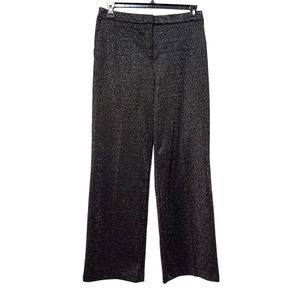 Rachel Zoe Womens Size 10 Black Metallic High Rise Wide Leg Pants
